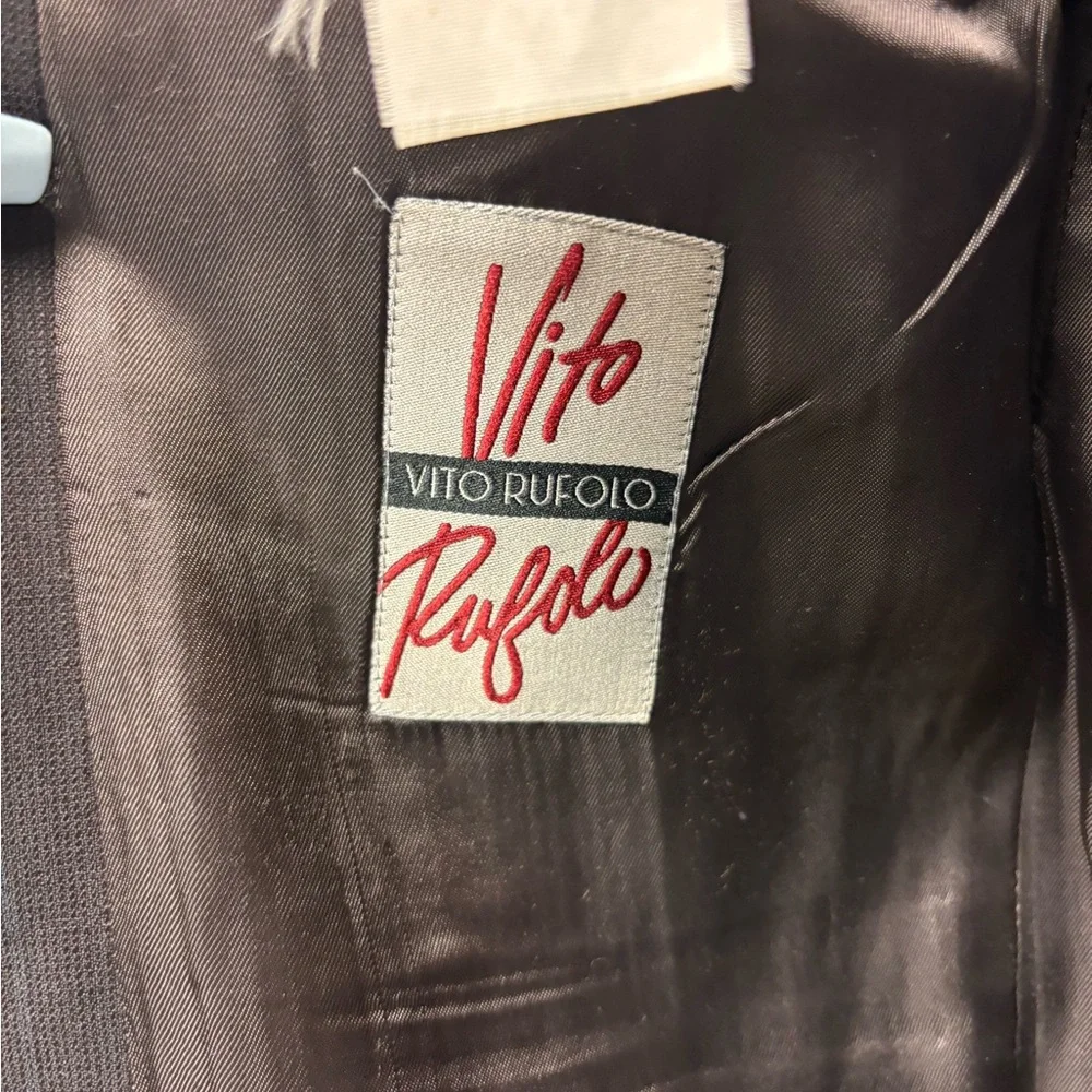 Vito Rufolo Men’s Super 100’s Wool Blazer – Dark Brown w/ Blue Pinstripes